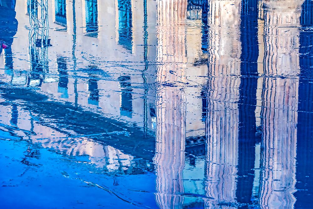 Ice skating rink reflection-Nimes-Gard-France. Oldest Roman Temple created in 7 AD art print by William Perry for $57.95 CAD