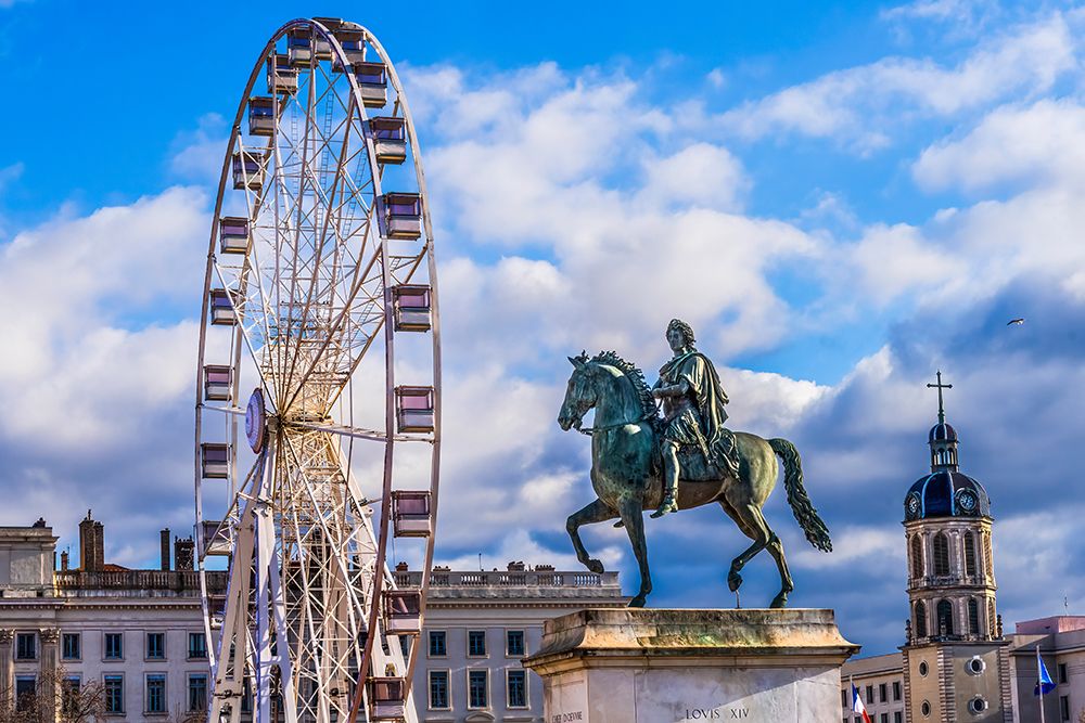 Place Bellecour, Lyon, France. Statue created 1826 by Sculptor Francois Frederic Lemot. art print by William Perry for $57.95 CAD