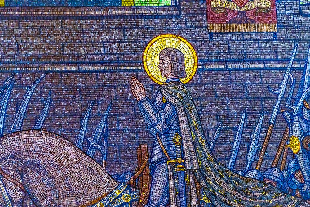 Colorful gilded Saint Joan of Arc mosaic, Basilica of Notre Dame de Fourviere, Lyon, France. art print by William Perry for $57.95 CAD