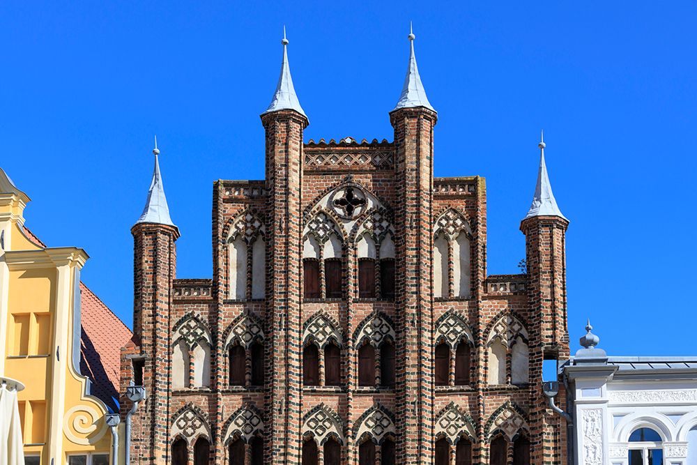 Germany, Mecklenburg-Vorpommern, Stralsund. Hanseatic style brick house facade. art print by Emily M. Wilson for $57.95 CAD
