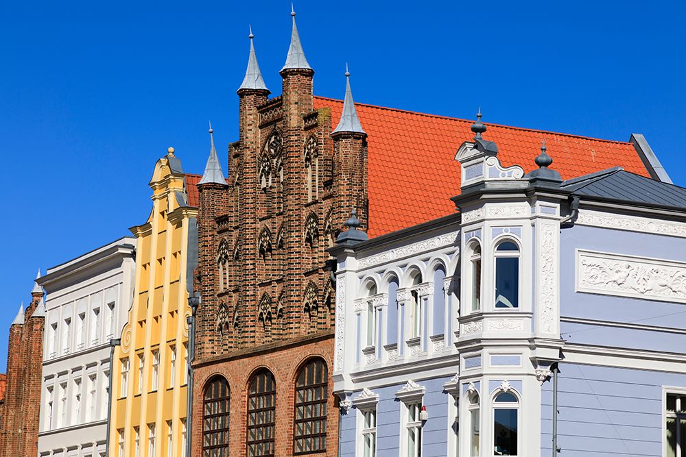 Germany, Mecklenburg-Vorpommern, Stralsund. Hanseatic style brick house among others. art print by Emily M. Wilson for $57.95 CAD