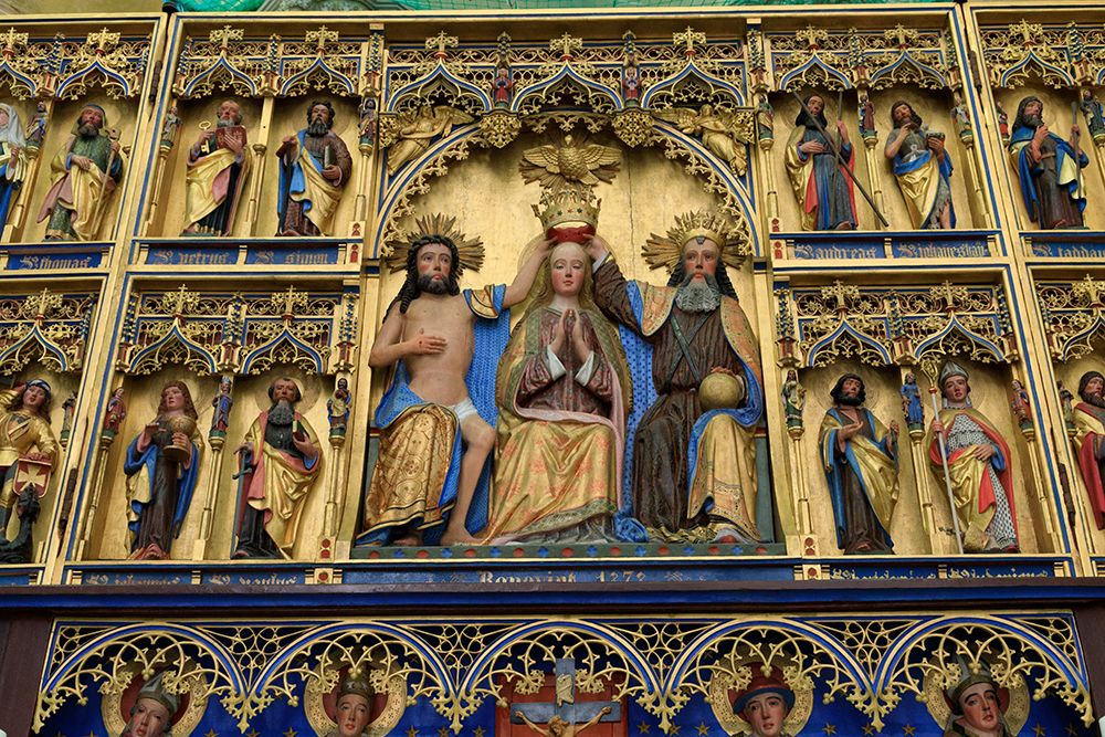 Germany, Mecklenburg-Vorpommern, Stralsund. St. Marys Church, Altar of the Coronation Virgin Mary art print by Emily M. Wilson for $57.95 CAD