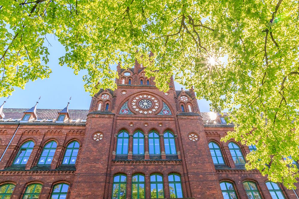 Germany, Mecklenburg-Vorpommern, Stralsund. Schulzentrum am Sund Regional School facade. art print by Emily M. Wilson for $57.95 CAD