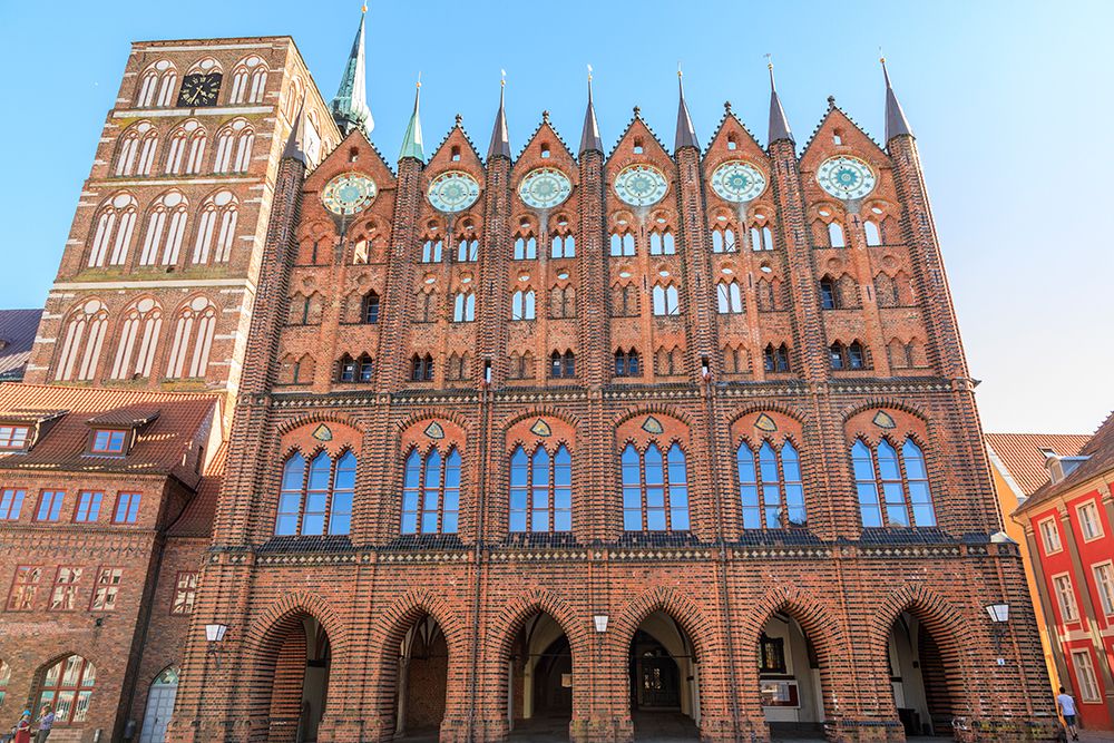Germany, Mecklenburg-Vorpommern, Stralsund. St. Nicholas Church and Rathaus, UNESCO Site. art print by Emily M. Wilson for $57.95 CAD