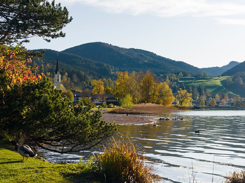 Lake and village Schliersee in the Bavarian Alps-Bavaria-Germany art print by Martin Zwick for $57.95 CAD