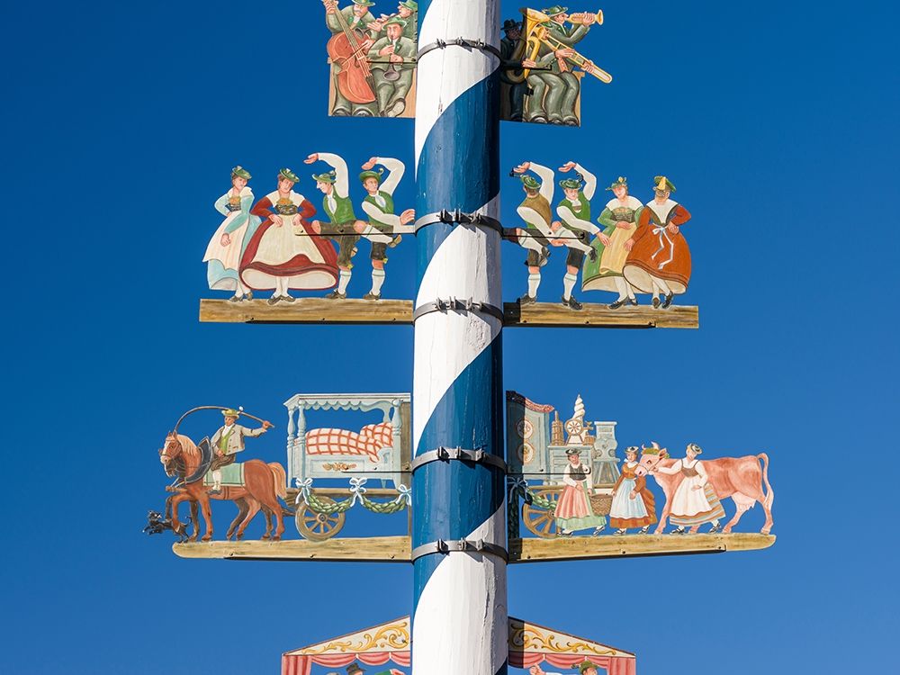 Traditional Bavarian maypole (Maibaum) Village Schliersee in the Bavarian Alps-Bavaria-Germany art print by Martin Zwick for $57.95 CAD
