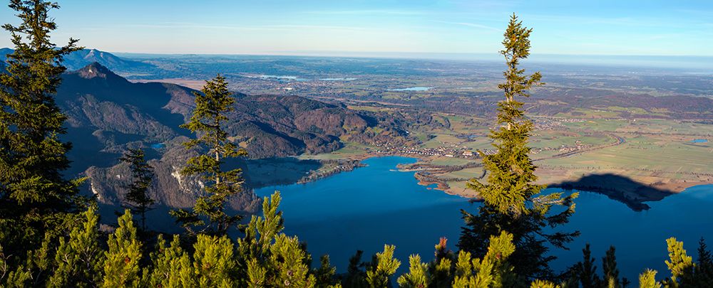 View from Mt-Jochberg near lake Walchensee towards lake Kochelsee and the foothills of the Bavarian art print by Martin Zwick for $57.95 CAD