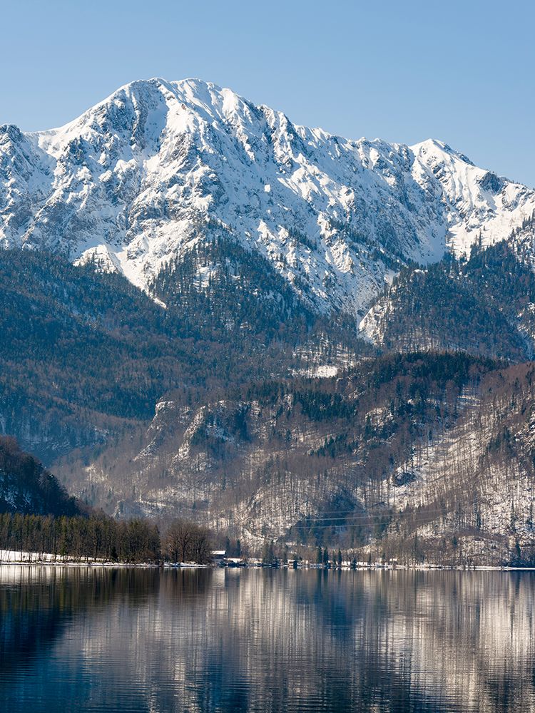 Lake Kochelsee at village Kochel am See during winter in the Bavarian Alps-Mt-Herzogstand in the ba art print by Martin Zwick for $57.95 CAD