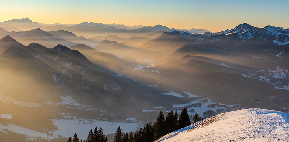 mount Schoenberg near Lenggries in the Bavarian alps during winter. Germany- Bavaria art print by Martin Zwick for $57.95 CAD