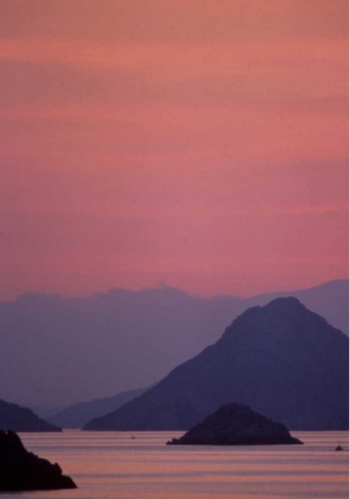 Greece, Island of Hydra, small islands at sunset art print by Nancy Noble Gardner for $57.95 CAD
