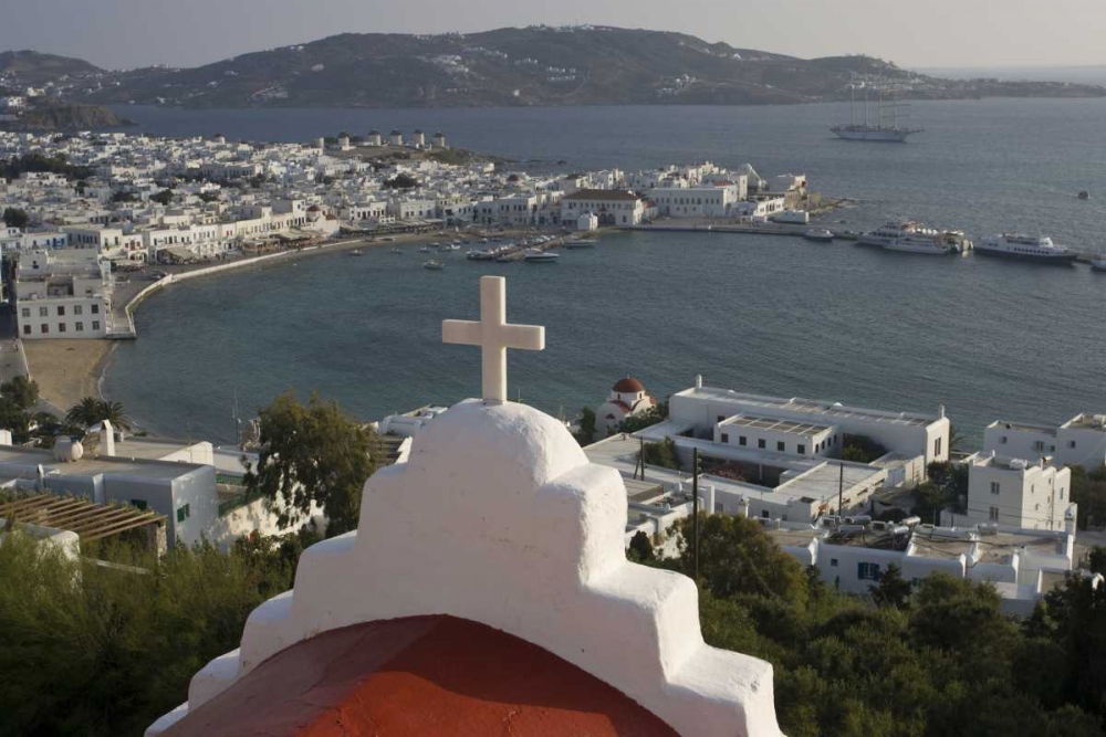 Greece, Mykonos, Hora Town and bay overlook art print by Bill Young for $57.95 CAD