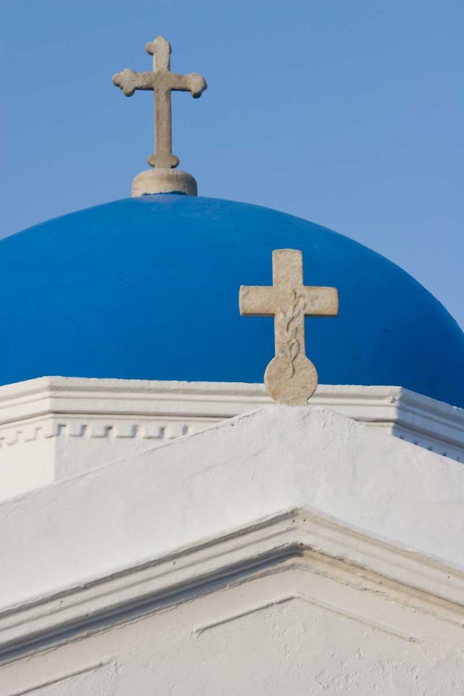 Greece, Mykonos Blue Greek Orthodox church dome art print by Bill Young for $57.95 CAD