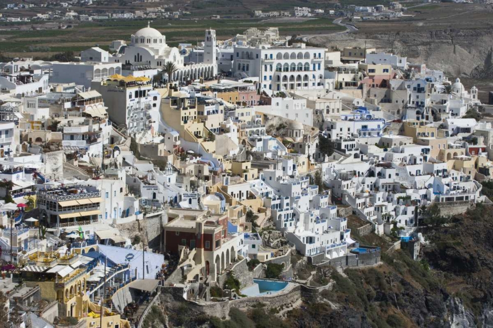 Greece, Santorini, Fira View of clifftop town art print by Bill Young for $57.95 CAD