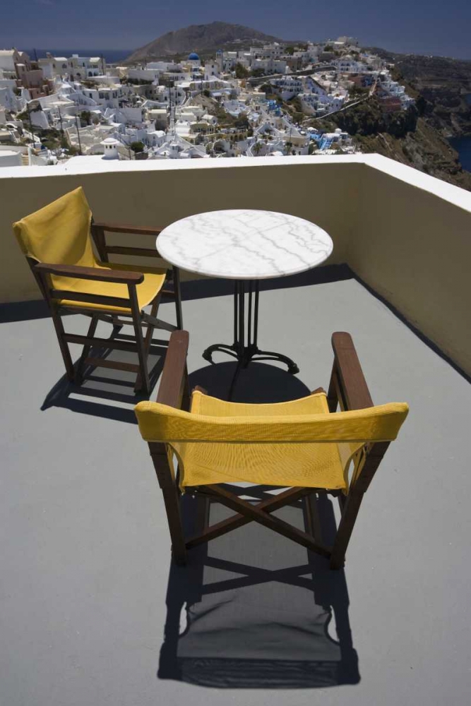Greece, Santorini Balcony overlooking the town art print by Bill Young for $57.95 CAD