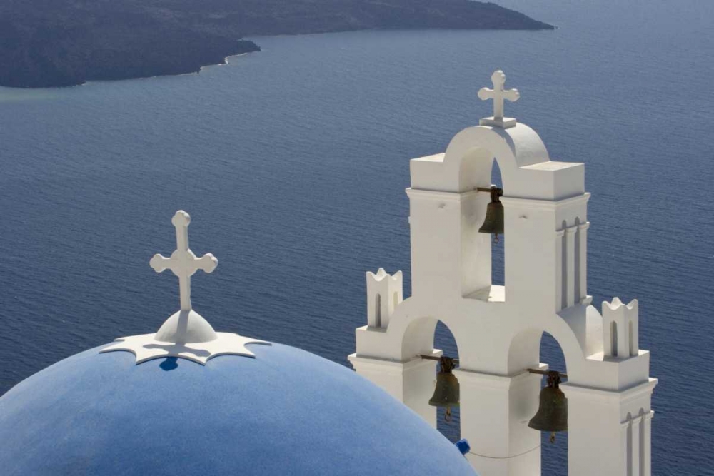 Greece, Santorini Church overlooking the Aegean art print by Bill Young for $57.95 CAD