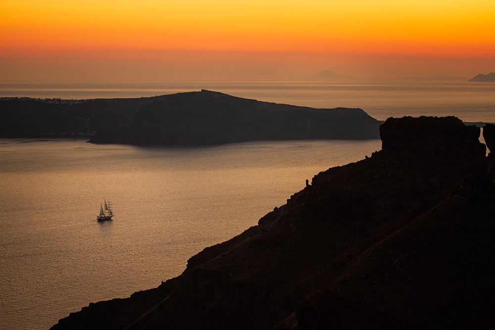 Europe-Greece-Santorini-Sunset on sailboat art print by Jaynes Gallery for $57.95 CAD
