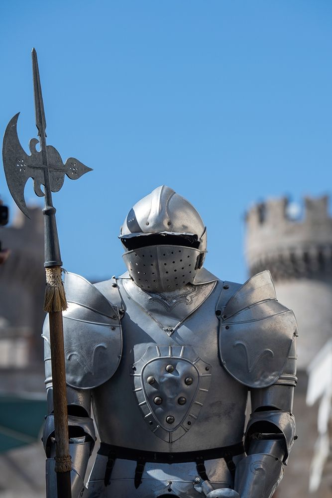 Greece-Rhodes Medieval Old Town (UNESCO) Suit of armor with Palace of the Grand Master art print by Cindy Miller Hopkins for $57.95 CAD