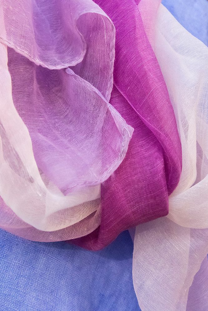 Pastel colored fabrics in hues of blue, pink, and purple. art print by Emily M. Wilson for $57.95 CAD