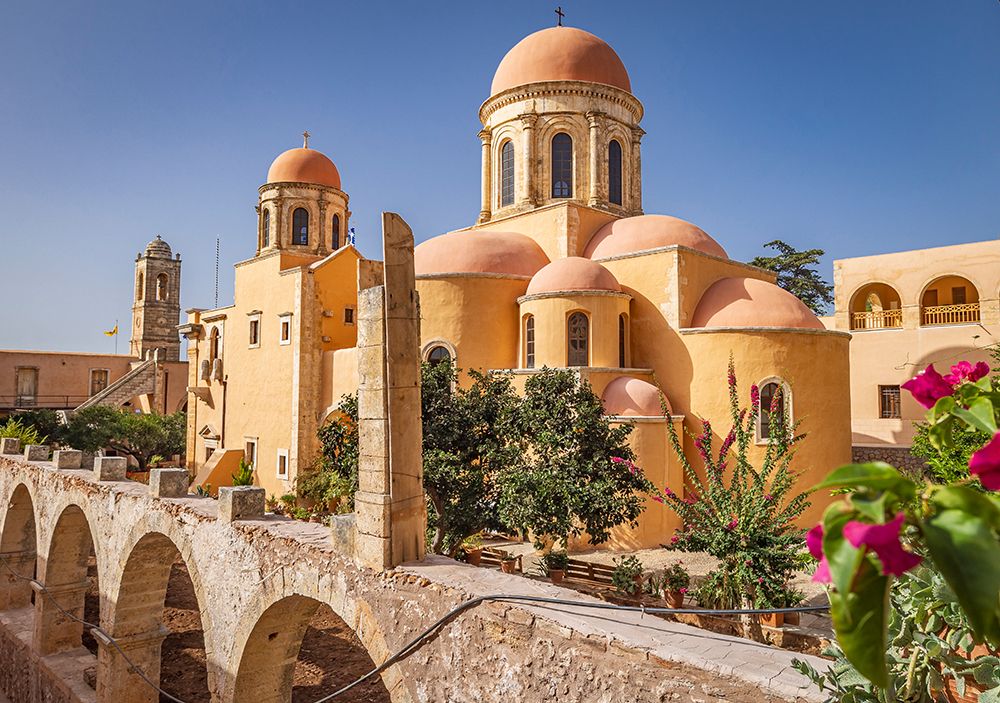 Greece, Crete, Akrotiri. Agia Triada (Holy Trinity) Monastery. art print by Emily M. Wilson for $57.95 CAD
