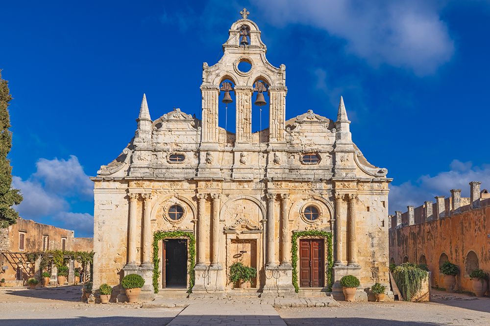 Greece, Crete, Rethymno. 16th century Eastern Orthodox Monastery. The Holy Monastery of Arkadi art print by Emily M. Wilson for $57.95 CAD