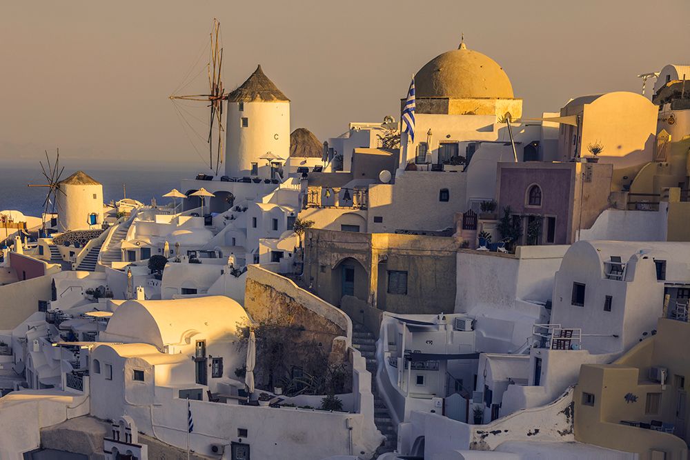 Santorini Windmills Sunrise, Greece art print by John Ford for $57.95 CAD
