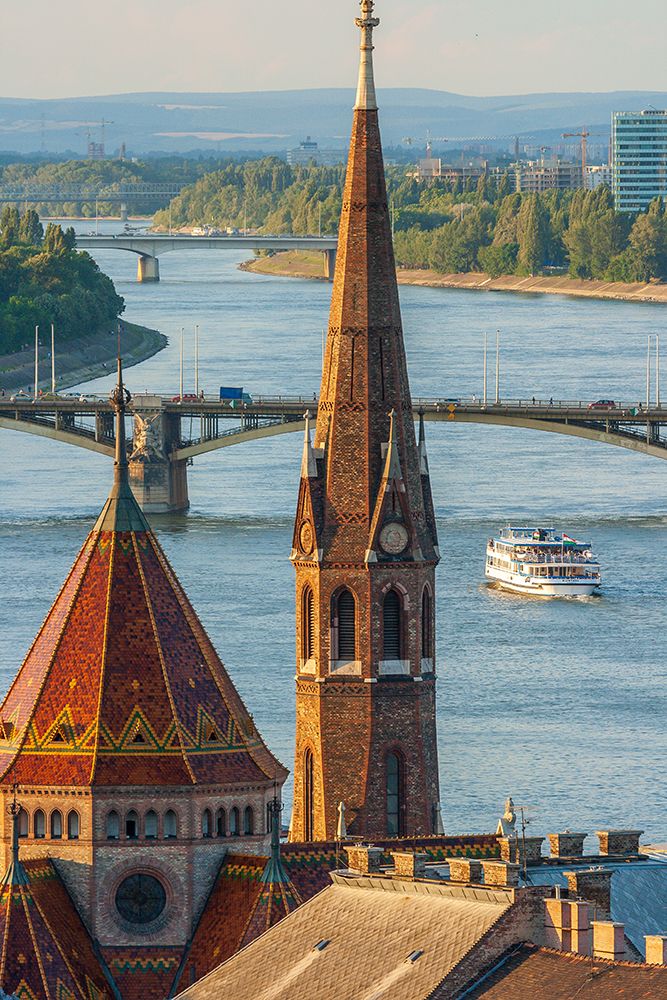 View from Castle Hill of the Margaret Bridge crossing the Danube River-Buda side-Central Budapest-C art print by Tom Haseltine for $57.95 CAD