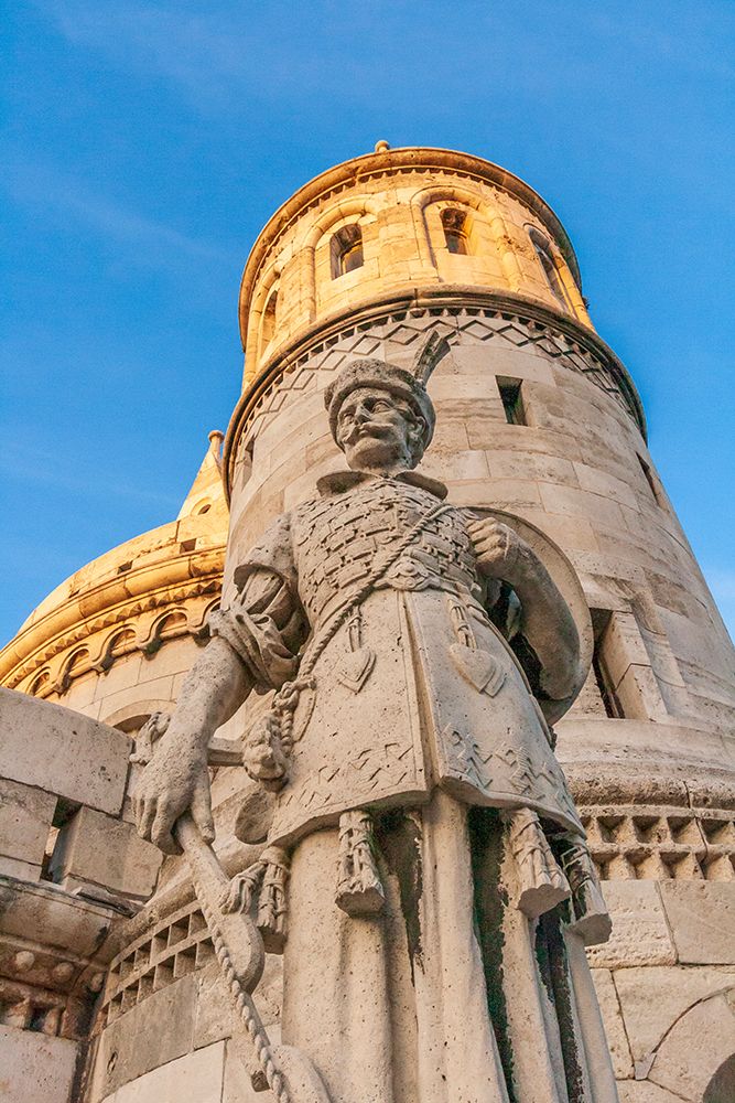 Hungary-Budapest-Fishermans Bastion and statue of Janos Hunyadi art print by Tom Haseltine for $57.95 CAD