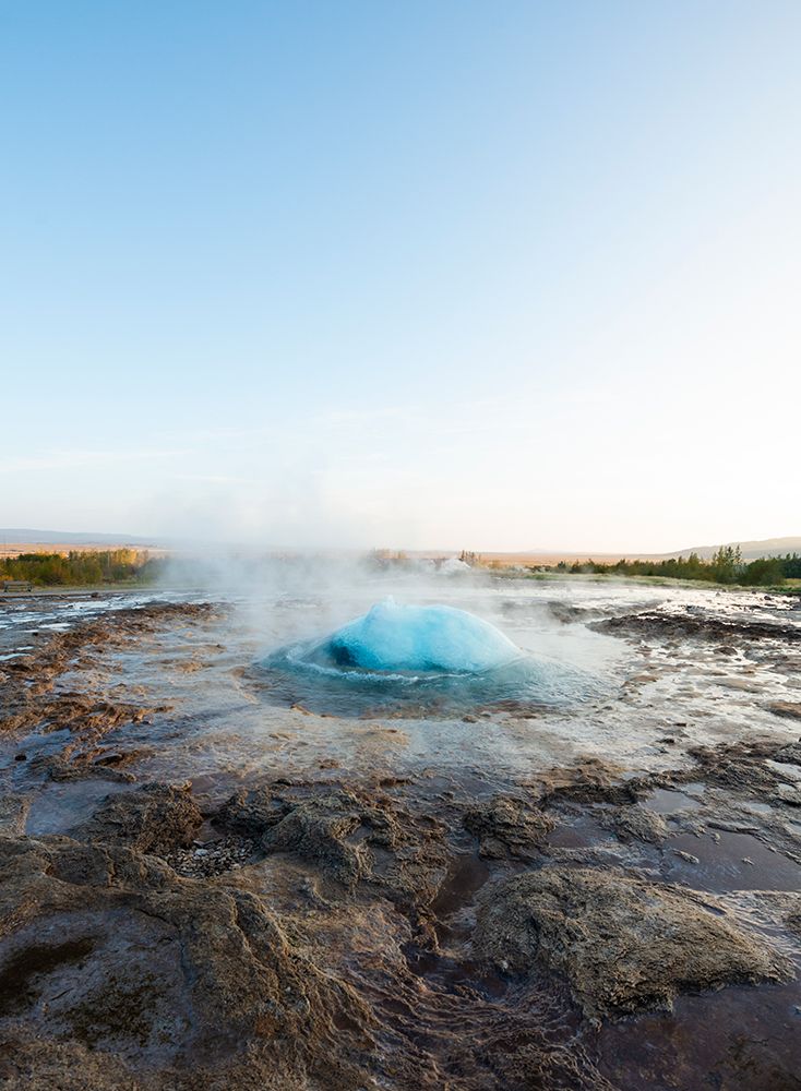 Haukadalur Valley, Iceland. Active bubbling water of the Strokkur geyser. art print by Alison Wright for $57.95 CAD