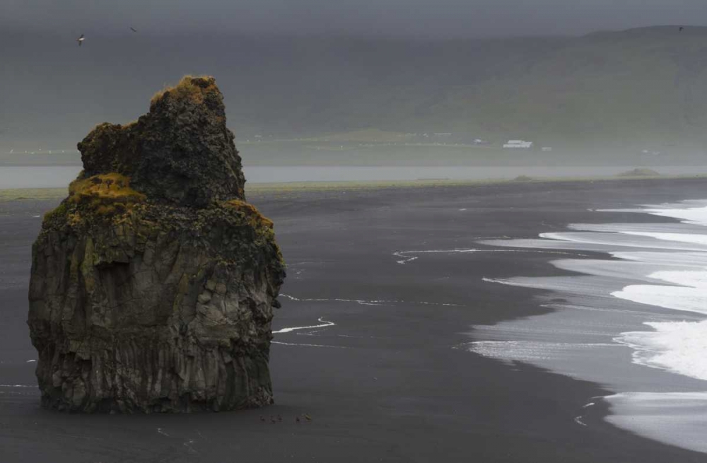 Iceland, Vik black sand beach on rainy day art print by Bill Young for $57.95 CAD