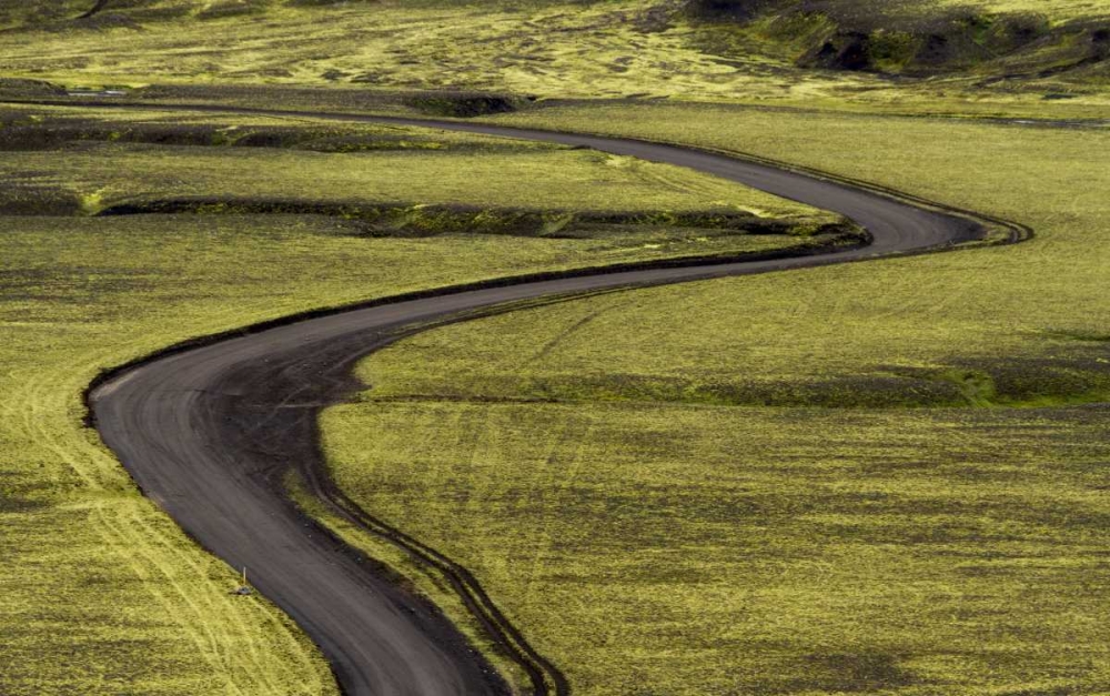 Iceland Road curves through green countryside art print by Bill Young for $57.95 CAD