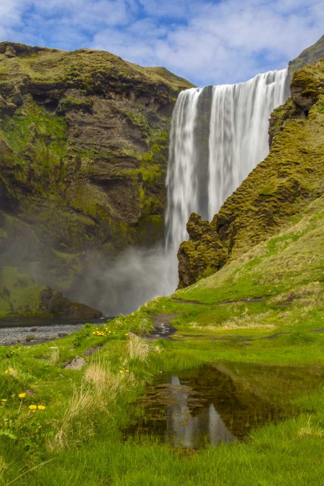 Iceland, Skogafoss Waterfall reflects in pool art print by Cathy and Gordon Illg for $57.95 CAD