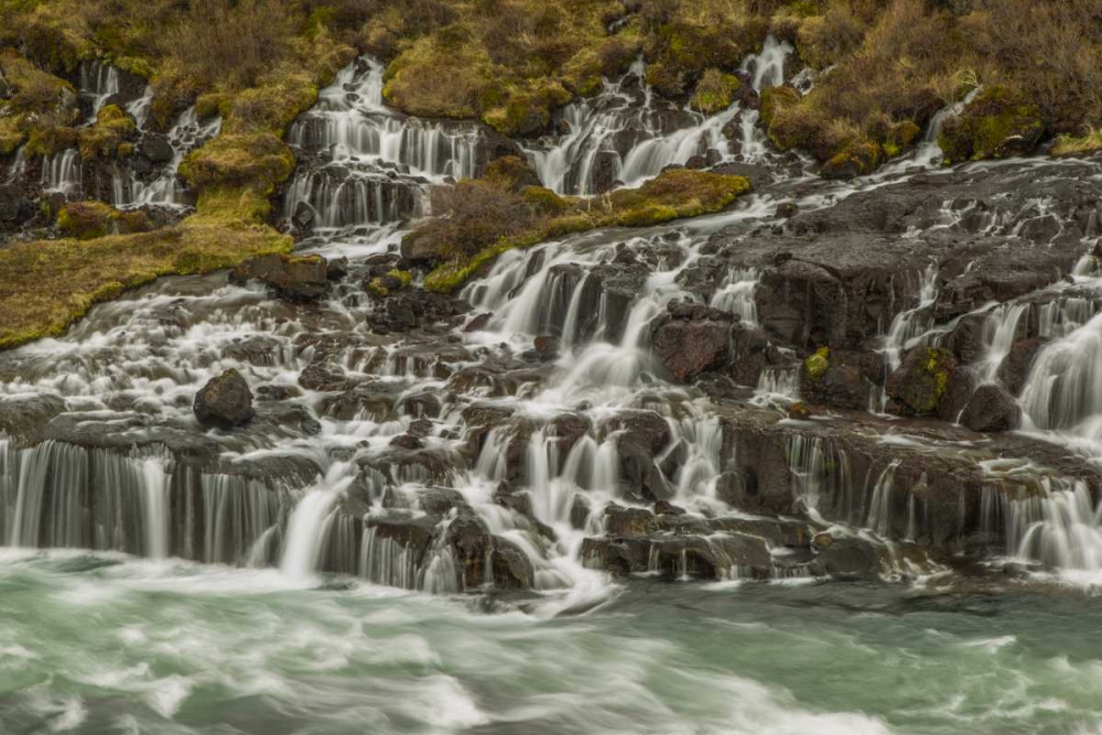 Iceland, Hraunfossar Waterfalls into stream art print by Cathy and Gordon Illg for $57.95 CAD