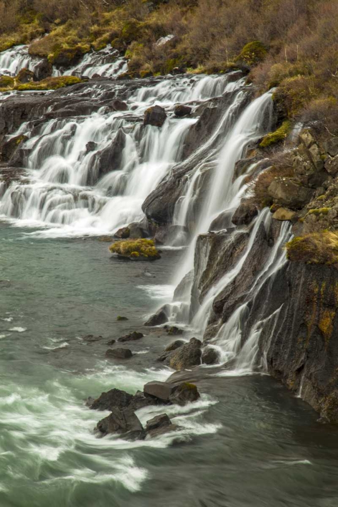 Iceland, Hraunfossar Waterfall over rocks art print by Cathy and Gordon Illg for $57.95 CAD