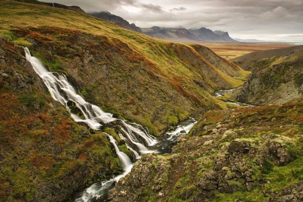 Iceland, Snaefellsnes Small waterfall in fall art print by Dennis Kirkland for $57.95 CAD