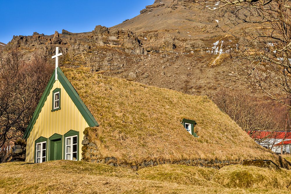 Iceland, Hofskirkja, the last turf church built in the old style. art print by Hollice Looney for $57.95 CAD