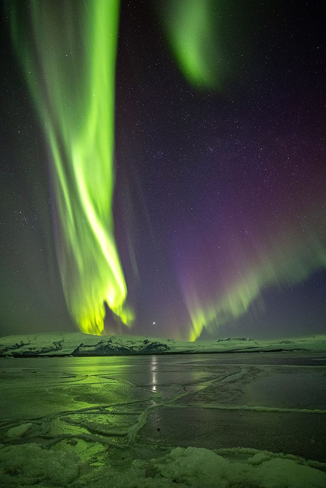 Iceland, Jokulsarlon Glacier Lagoon, Aurora Borealis art print by Hollice Looney for $57.95 CAD