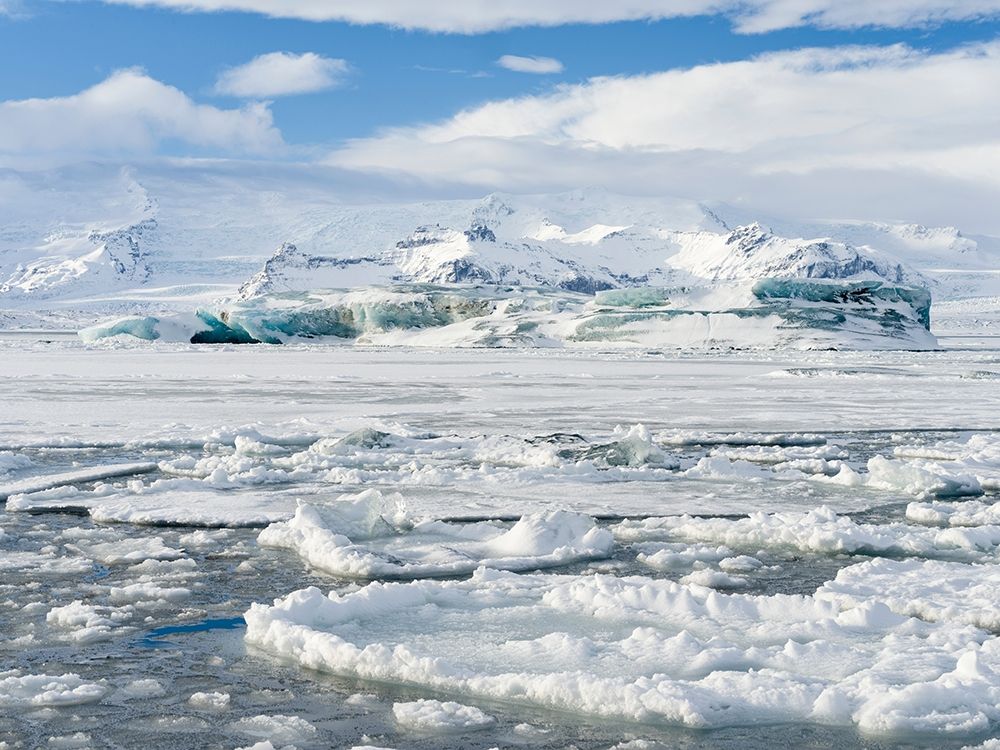 Glacial lagoon Jokulsarlon at Breidamerkurjokullin National Park Vatnajokull during winter art print by Martin Zwick for $57.95 CAD