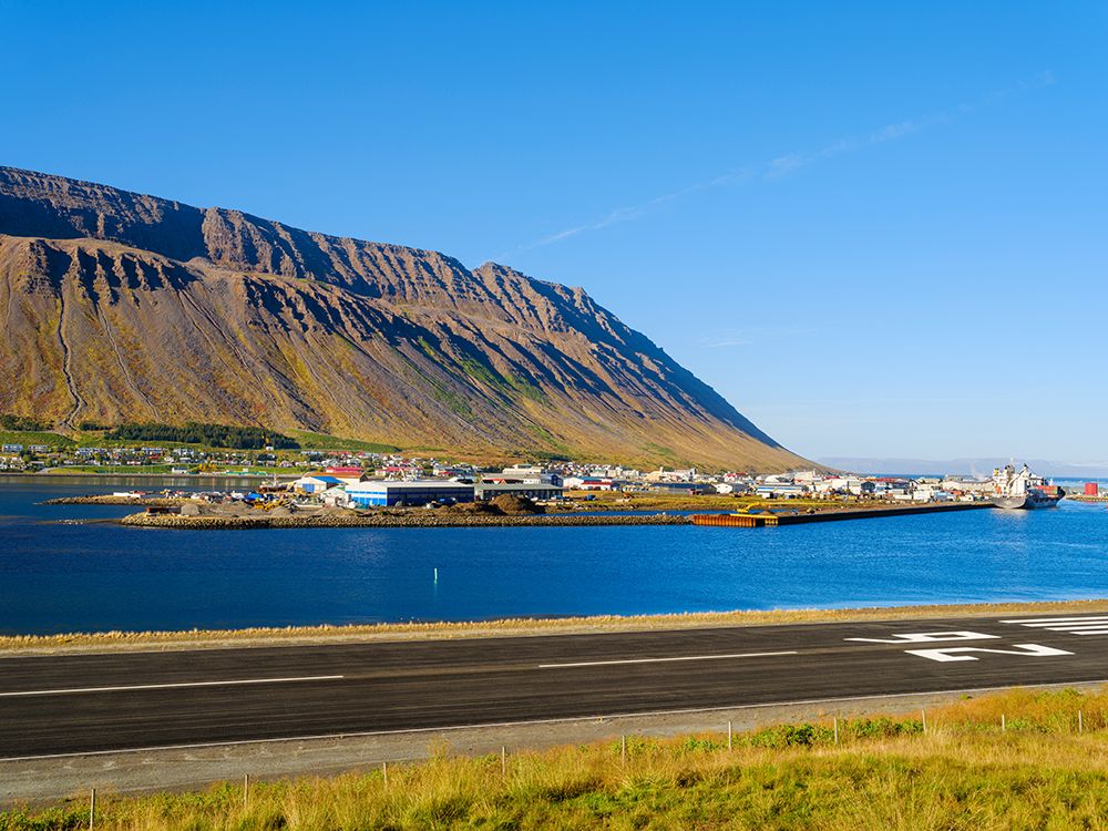Iceland, airport of Isafjordur, the capital of the Westfjords during autumn. art print by Martin Zwick for $57.95 CAD