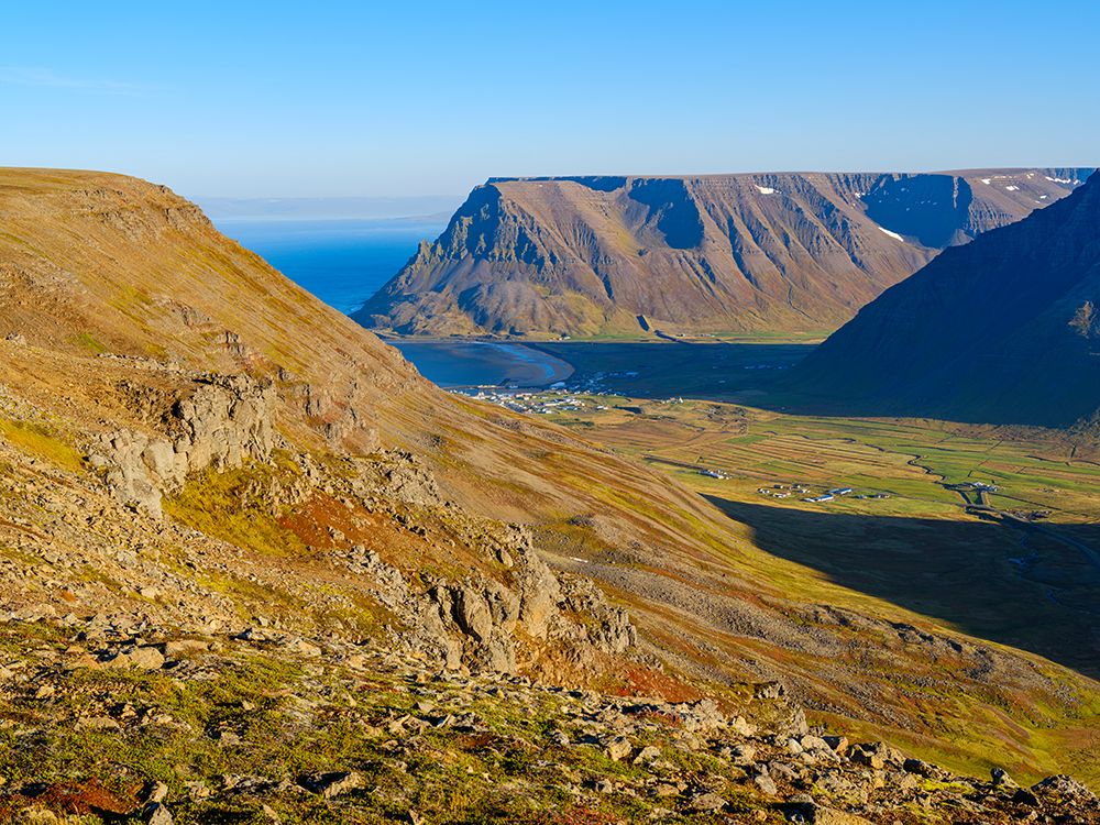 Iceland, Bolungarvik at fjord Isafjardardjup. The Westfjords (Vestfirdir) during autumn. art print by Martin Zwick for $57.95 CAD
