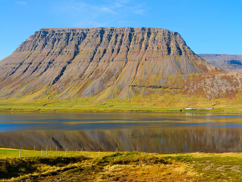 Iceland. Landscape in fjord Alftafjordur during autumn. art print by Martin Zwick for $57.95 CAD