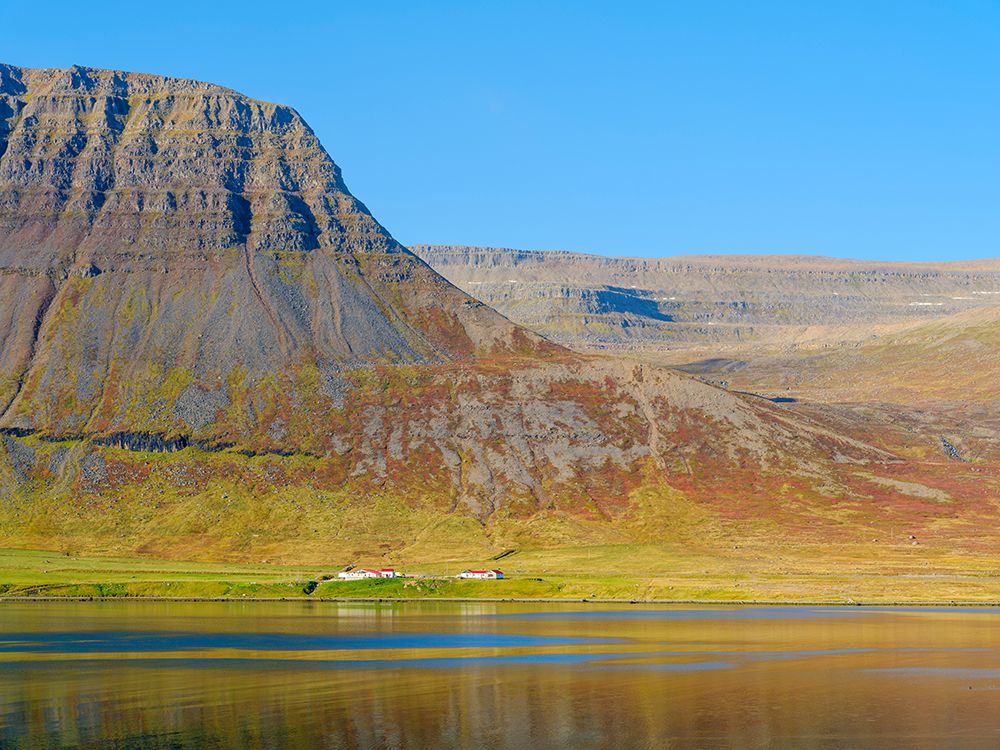 Iceland. Landscape in fjord Alftafjordur during autumn. art print by Martin Zwick for $57.95 CAD