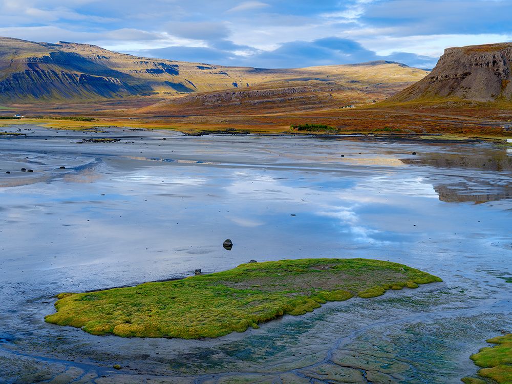 Iceland. View over the coastline of the Breidastroend at Breidafjordur during autumn. art print by Martin Zwick for $57.95 CAD