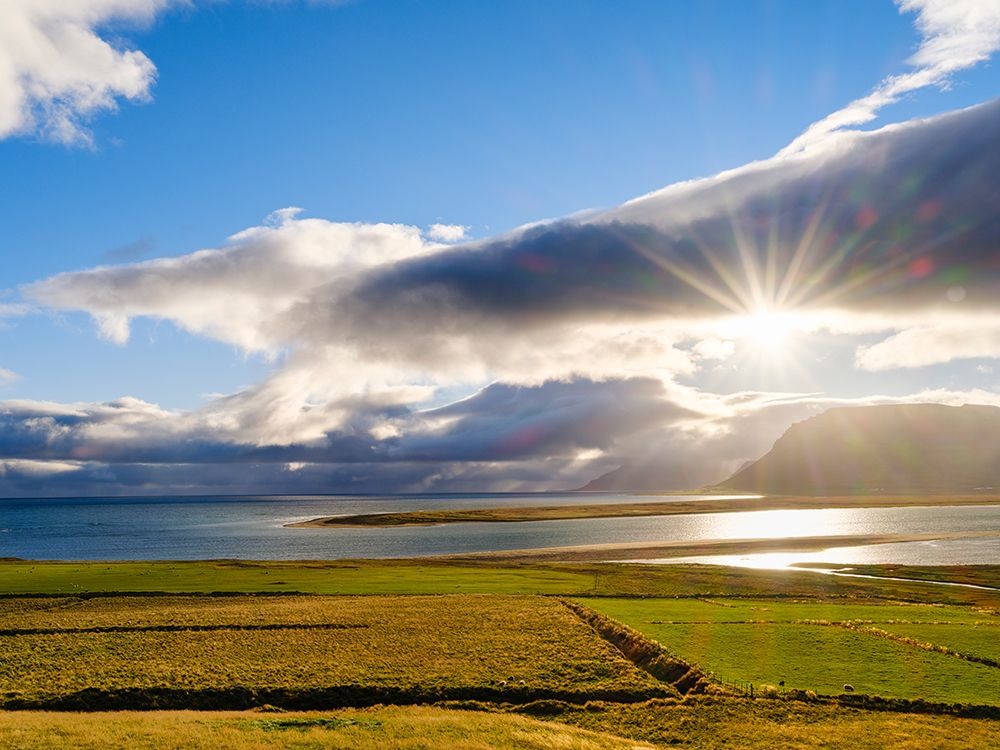 Iceland. View over the coastline of the Breidastroend at Breidafjordur during autumn. art print by Martin Zwick for $57.95 CAD
