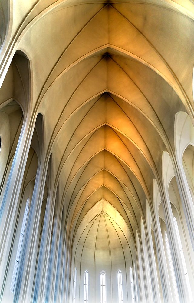 Tall Columns Windows Ceiling Hallgrimskirkja Large Lutheran Church-Reykjavik-Iceland art print by William Perry for $57.95 CAD
