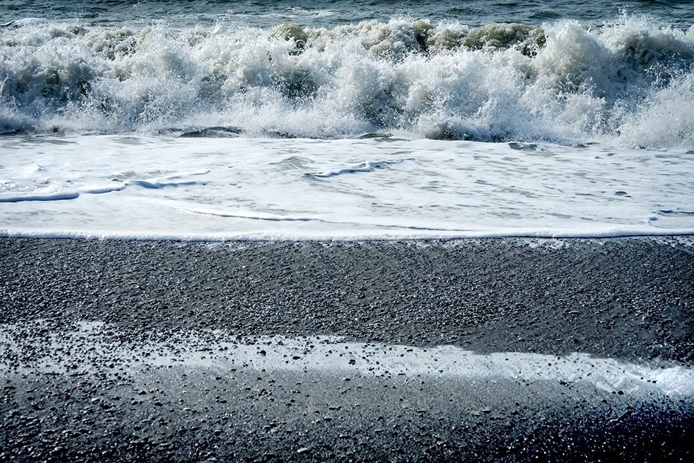 Waves Reynisfjara Black Sand Beach-South Shore-Iceland Sand is black obsidian art print by William Perry for $57.95 CAD