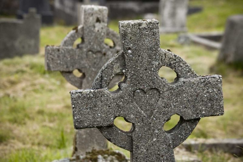 Ireland, Co Mayo, Achill Isl Celtic gravestones art print by Wendy Kaveney for $57.95 CAD