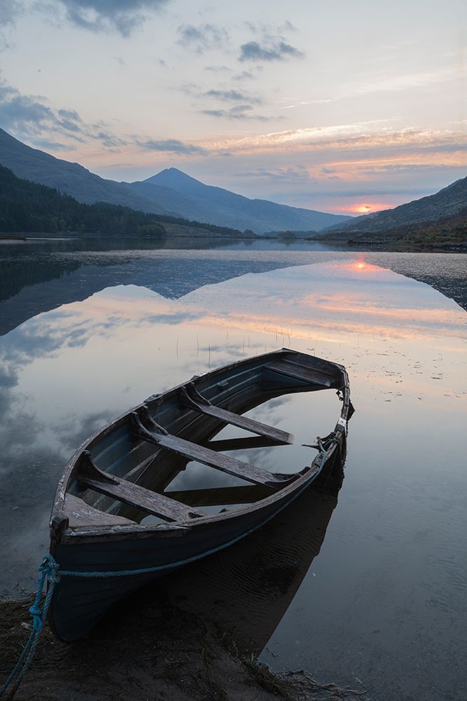 Ireland-Lake Cummeenduff Partially submerged boat on lake art print by Jaynes Gallery for $57.95 CAD