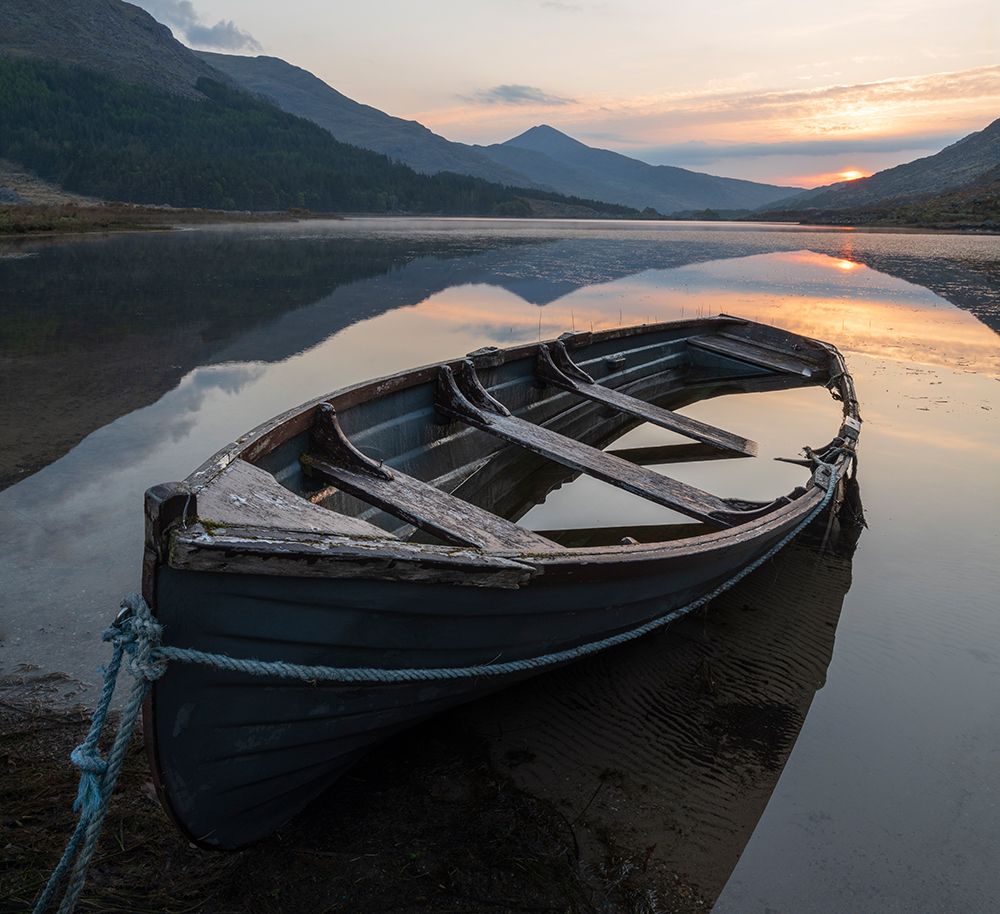 Ireland-Lake Cummeenduff Partially submerged boat on lake art print by Jaynes Gallery for $57.95 CAD