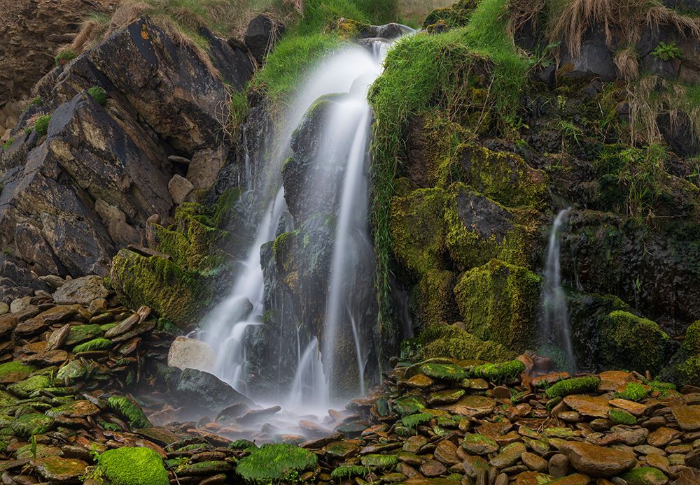 Ireland-Ferriters Cove Close-up of waterfall and mossy rocks art print by Jaynes Gallery for $57.95 CAD