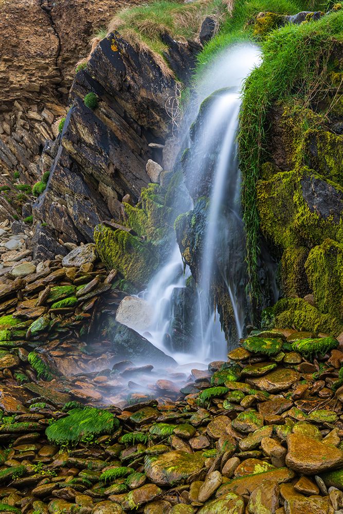 Ireland-Ferriters Cove Close-up of waterfall and mossy rocks art print by Jaynes Gallery for $57.95 CAD